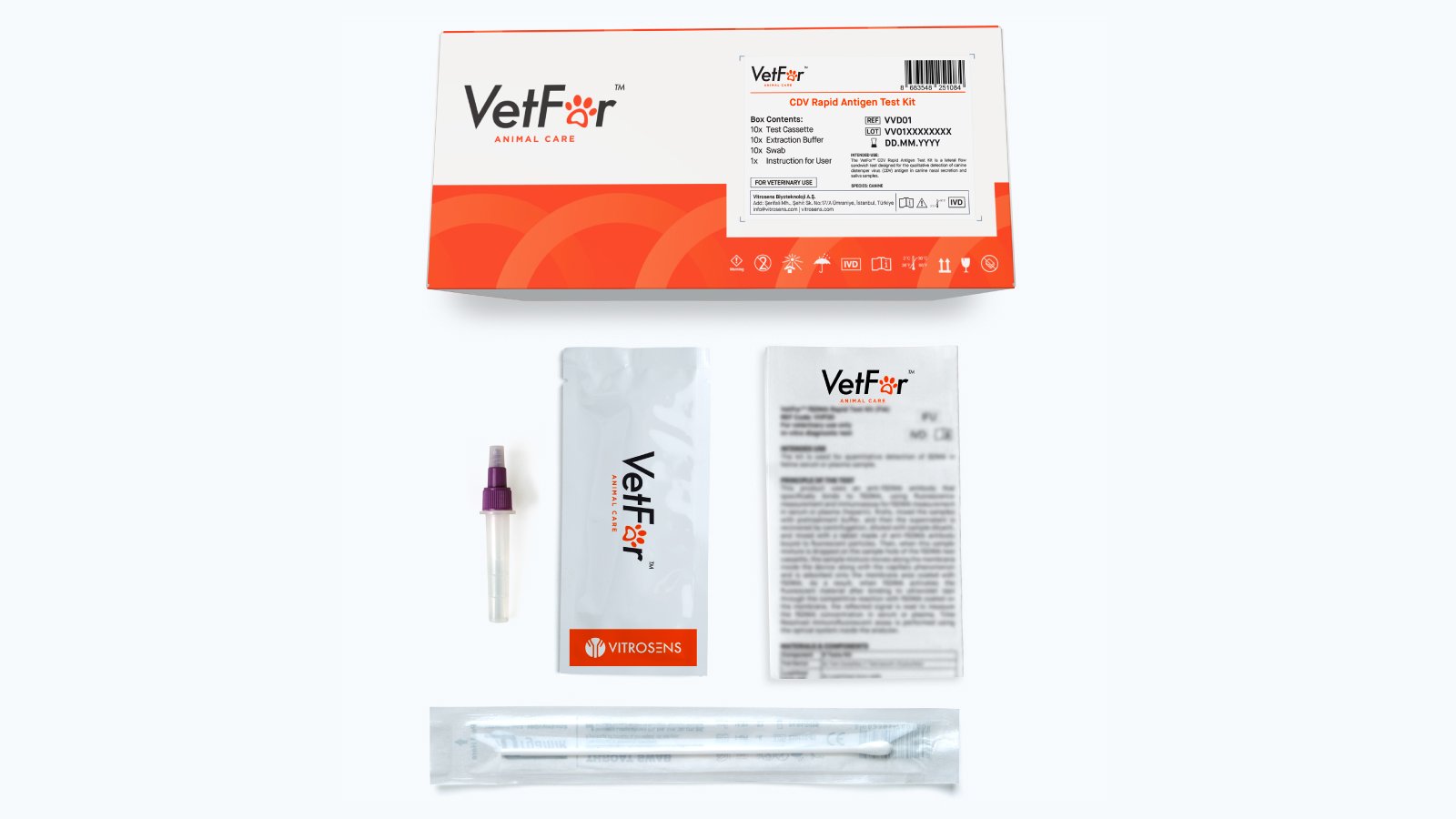 Figure 2: CDV rapid test kit and its content
