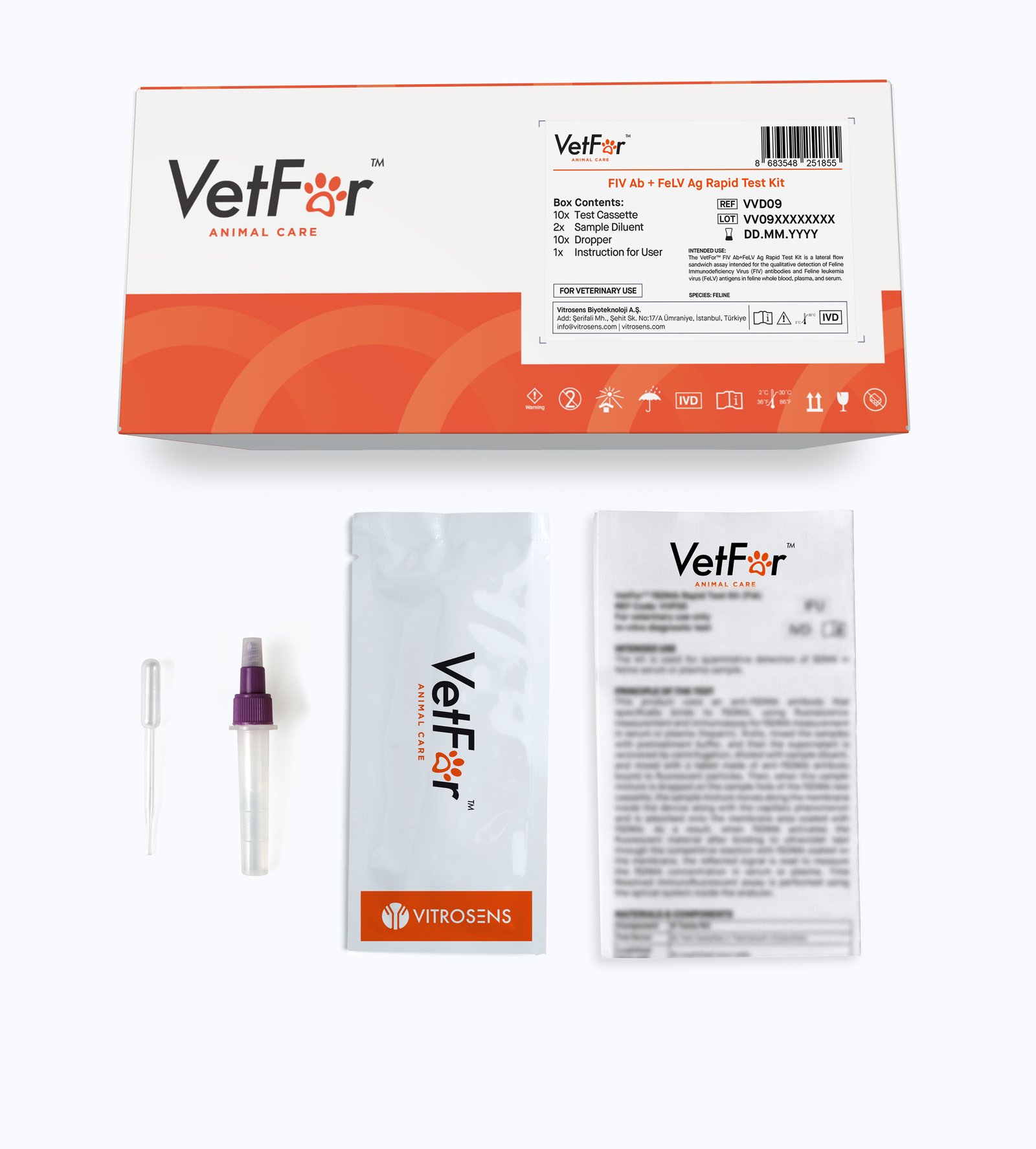 Figure 3: FIV Antibody+ FeLV Antigen Rapid Test Kit - VetFor FIV Detection Kit Content