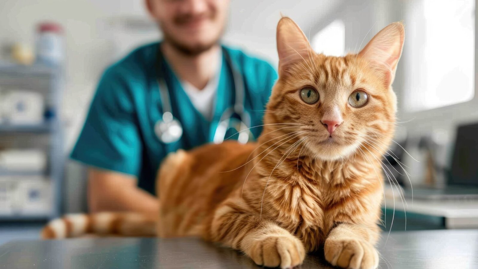 Figure 1. Cat undergoing veterinary evaluation in a clinical setting.