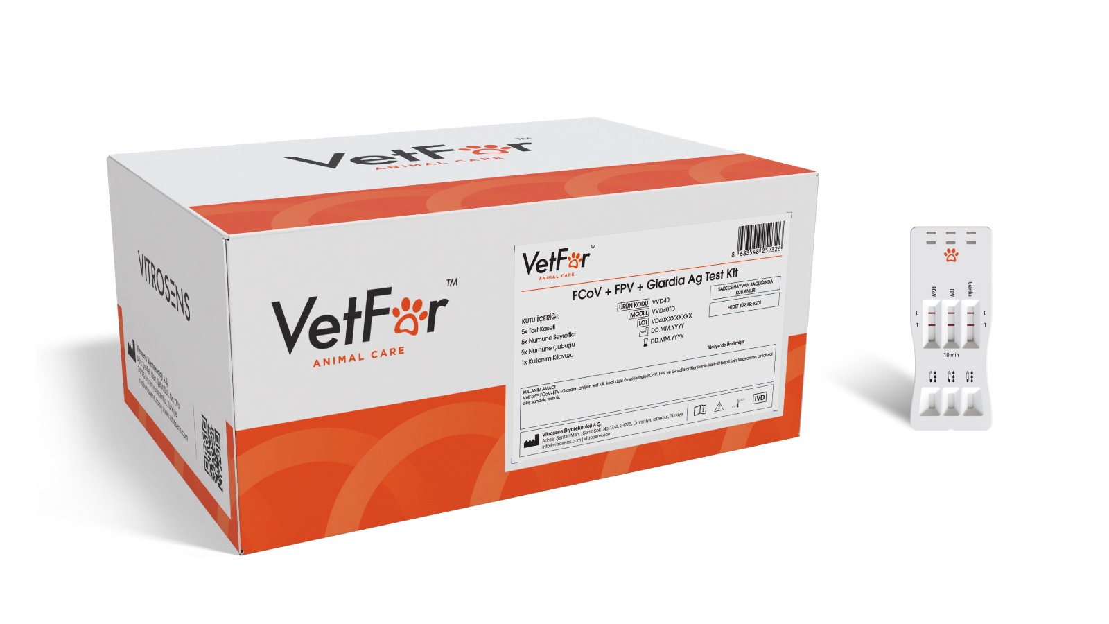 Figure 2. VetFor™ FCoV + FPV + Giardia Ag Test Kit Box Content.