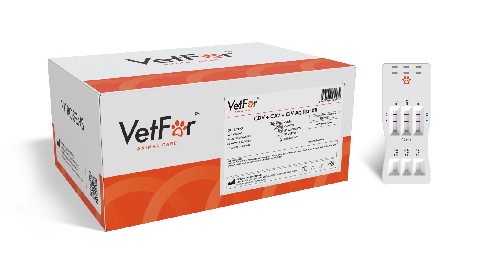 Figure 2. VetFor™ CDV + CAV + CIV Ag Test Kit Box Content.