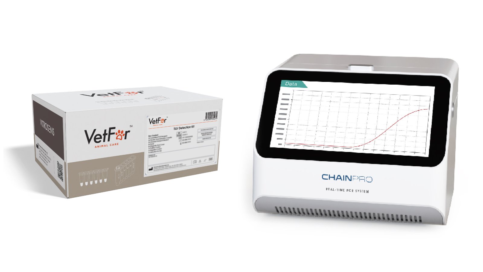 Figure 2. VetFor™ TiLV Detection Kit and ChainPro RT-qPCR Device of Vitrosens.